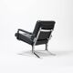 Fauteuil lounge en cuir vert et chrome, années 1970