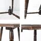 Vintage Table d'Appoint Tripode Polygone Sculpté à la main Tourné en bois massif Travail manuel Grün