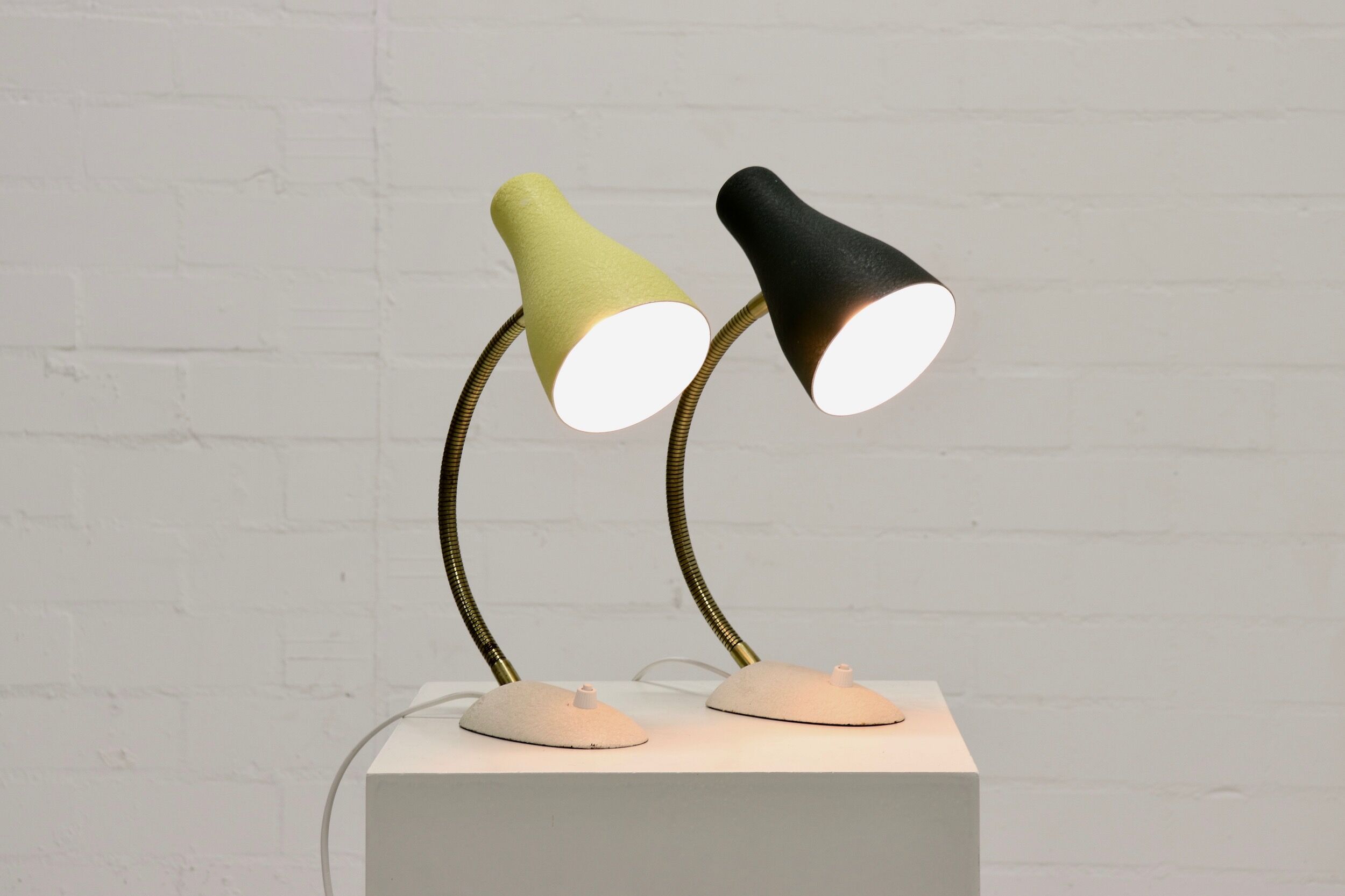 Set of 2 mid century desk lamps with metal shade, 1950