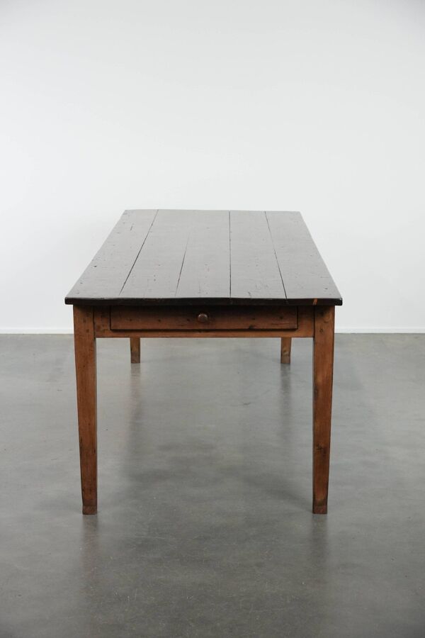 Authentique grande table à manger antique française XXL avec deux tiroirs