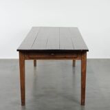 Authentic large French farmhouse antique XXL dining table with two drawers