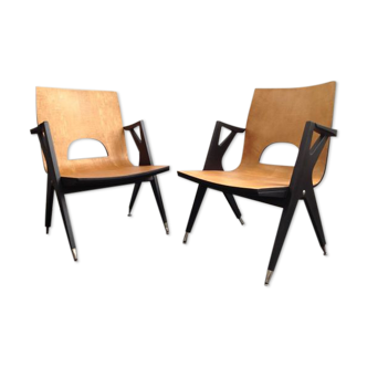 Set of 2 armchairs by Malatesta and Mason, 1950s