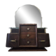 Vintage curved wooden sideboard / Art Deco wardrobe with mirror