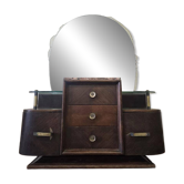 Dressoir courbé vintage en bois / armoire art déco avec miroir