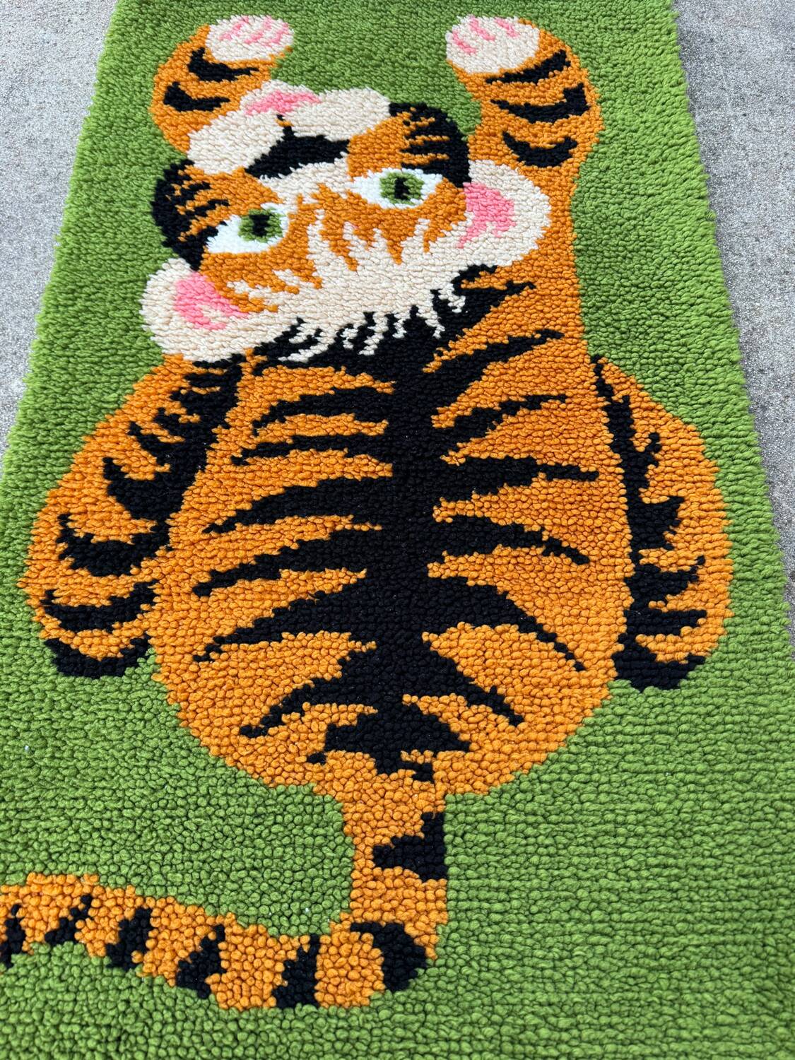 Scandinavian tiger Rya rug, wool, 1970s.