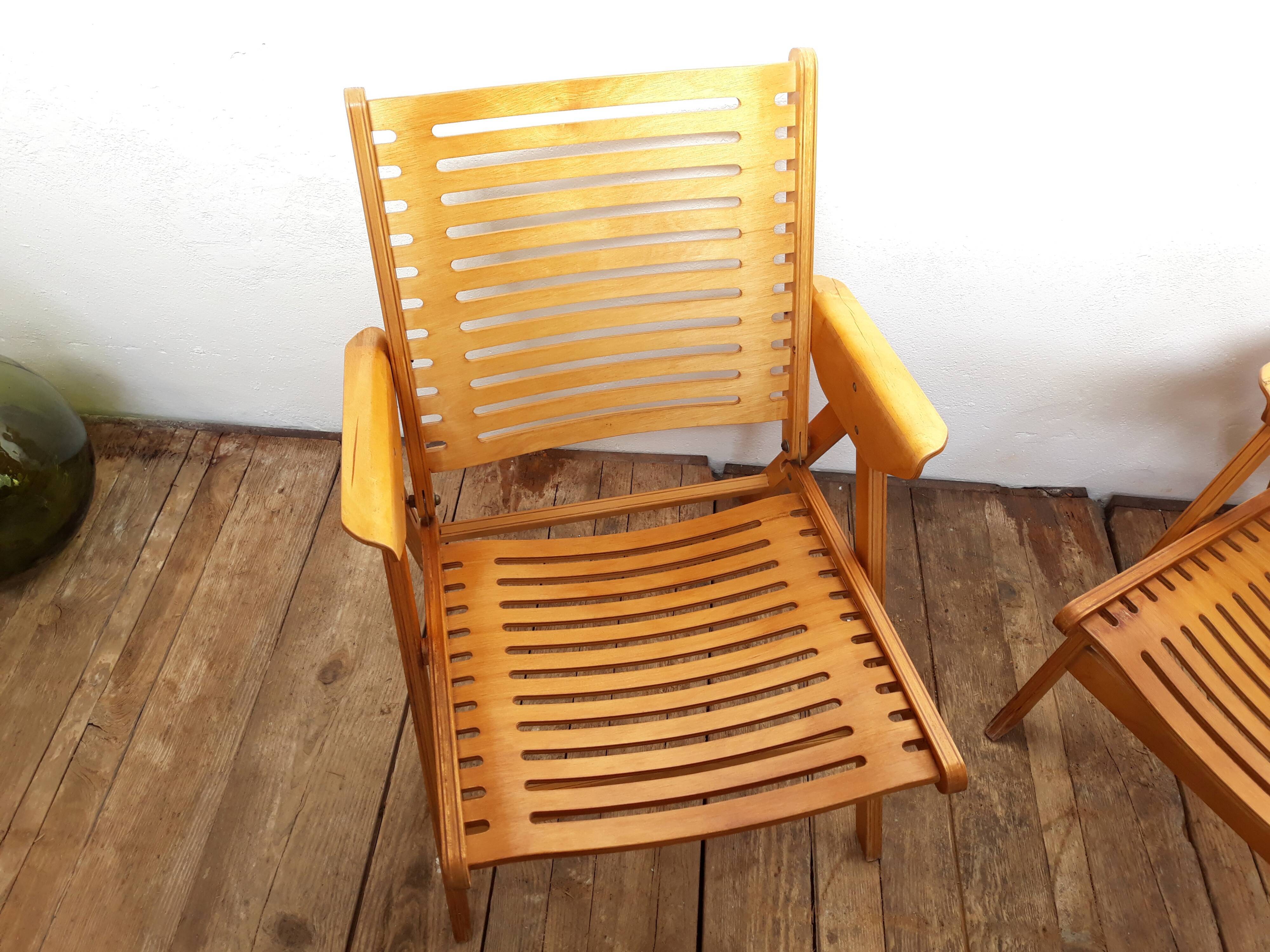 2 folding chairs vintage Rex lounge by Niko Kralj design