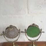 Lot de deux miroirs psychés en bronze