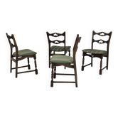 4 chaises de salle à manger danoises en chêne foncé et laine, 1970