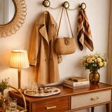 Vintage 1960 gold-plated coat rack with 3 hooks - 45 x 7 cm