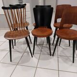Suite of 6 chairs of Bistrot Baumann mismatched Mondor,Dove,Minuet