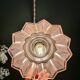 suspension vintage Art Deco lampshade in frosted pink glass