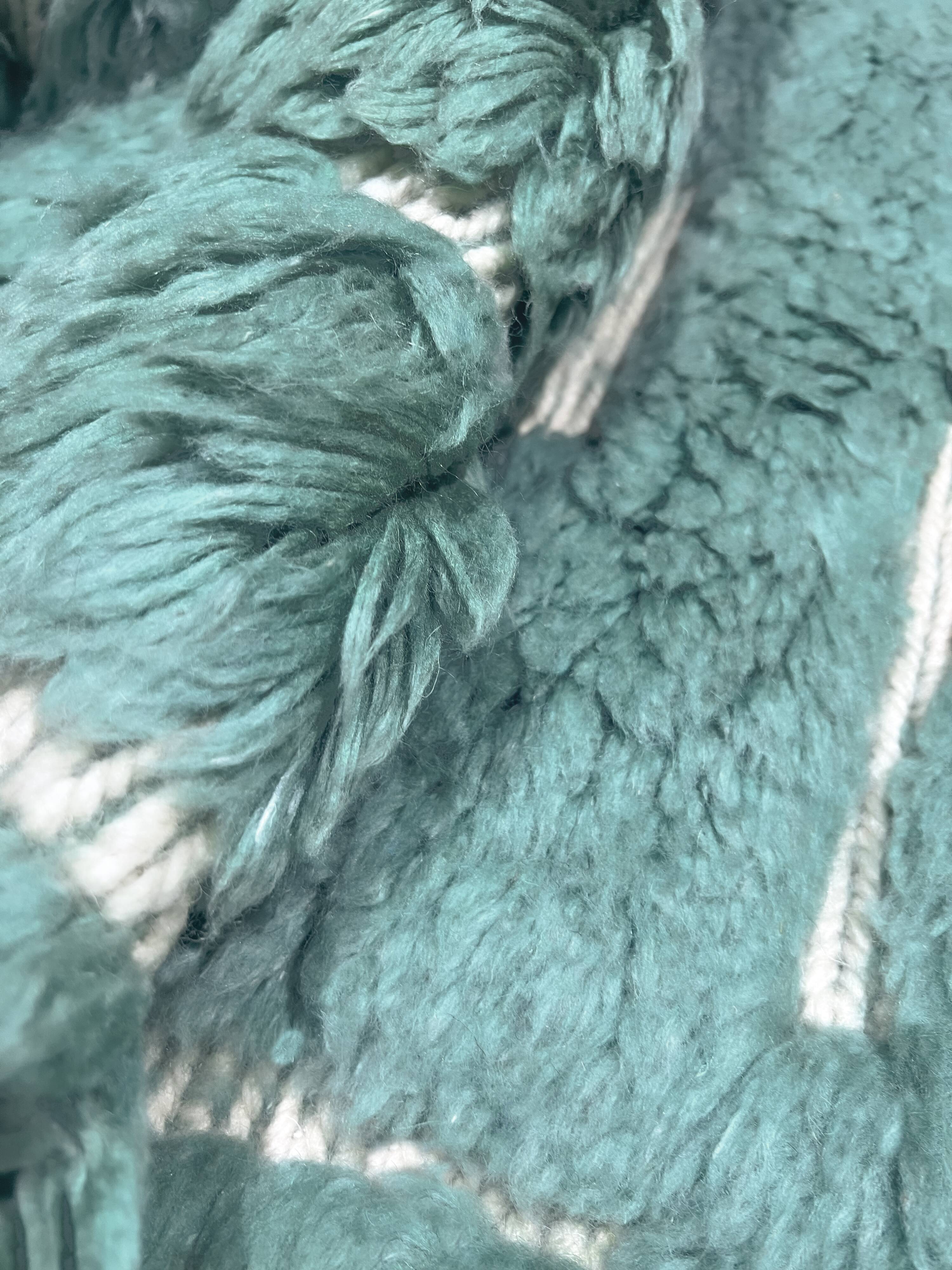 Moroccan Berber rug Beni Ouarain emerald blue 3x2.12m