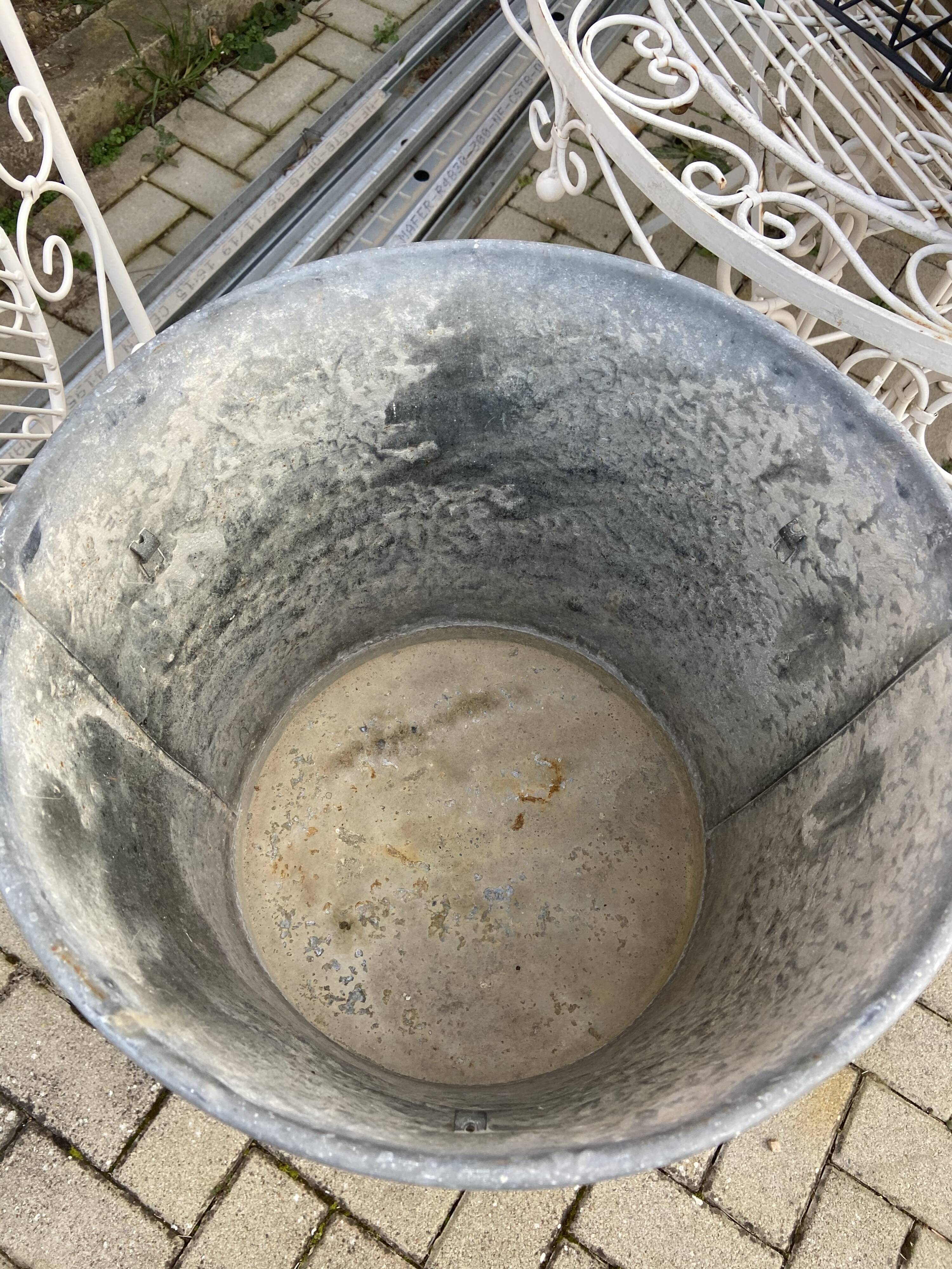 Vintage galvanized zinc basin