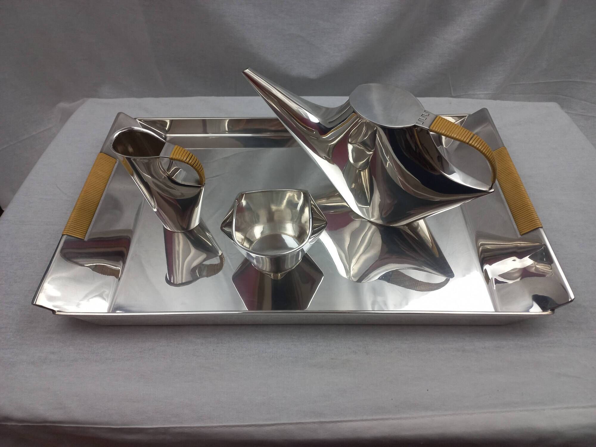 Christofle gallia como - service the lino sabattini 1957 silver metal rattan tbe