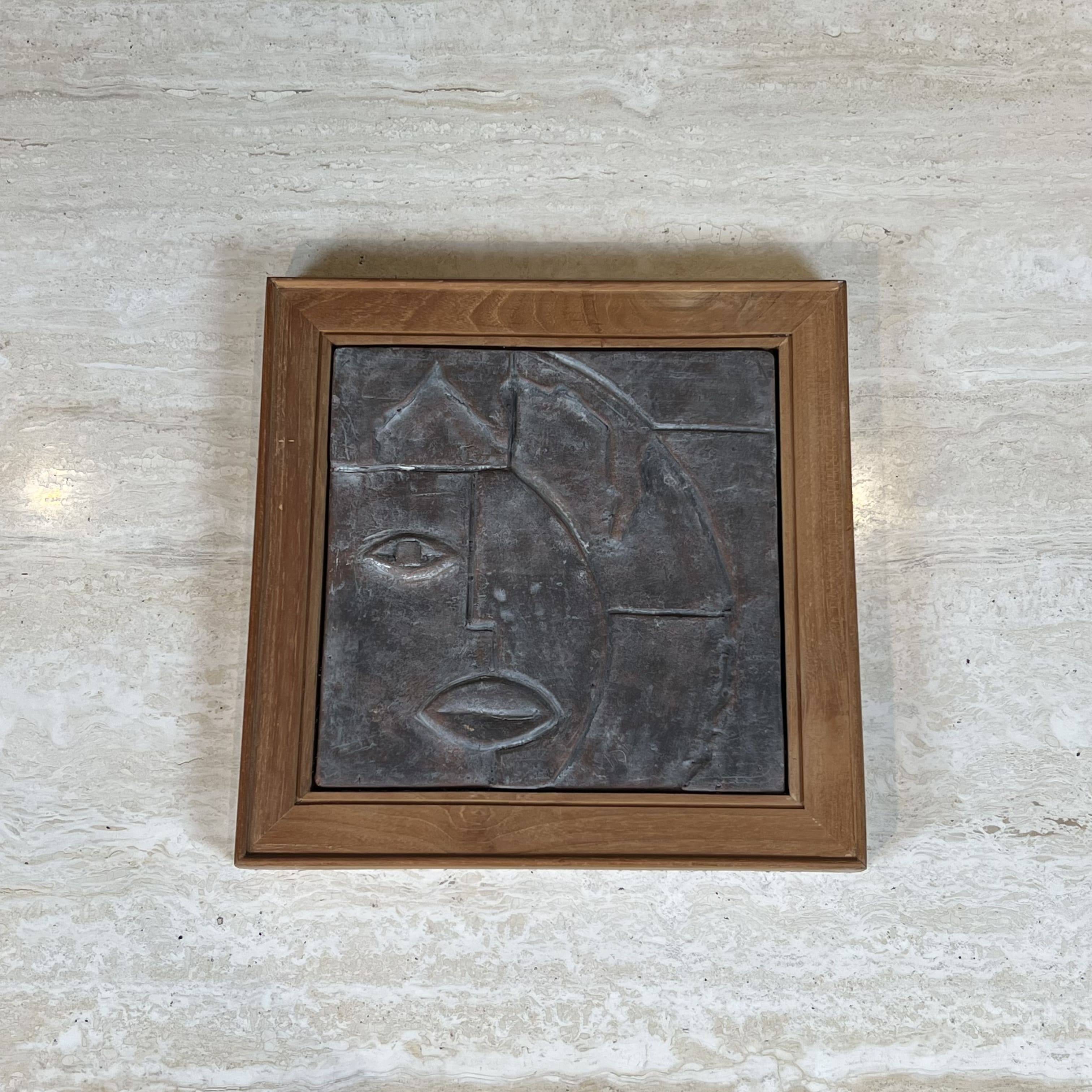 Modernist Ceramic Table with Cubist Decoration, 1970s.