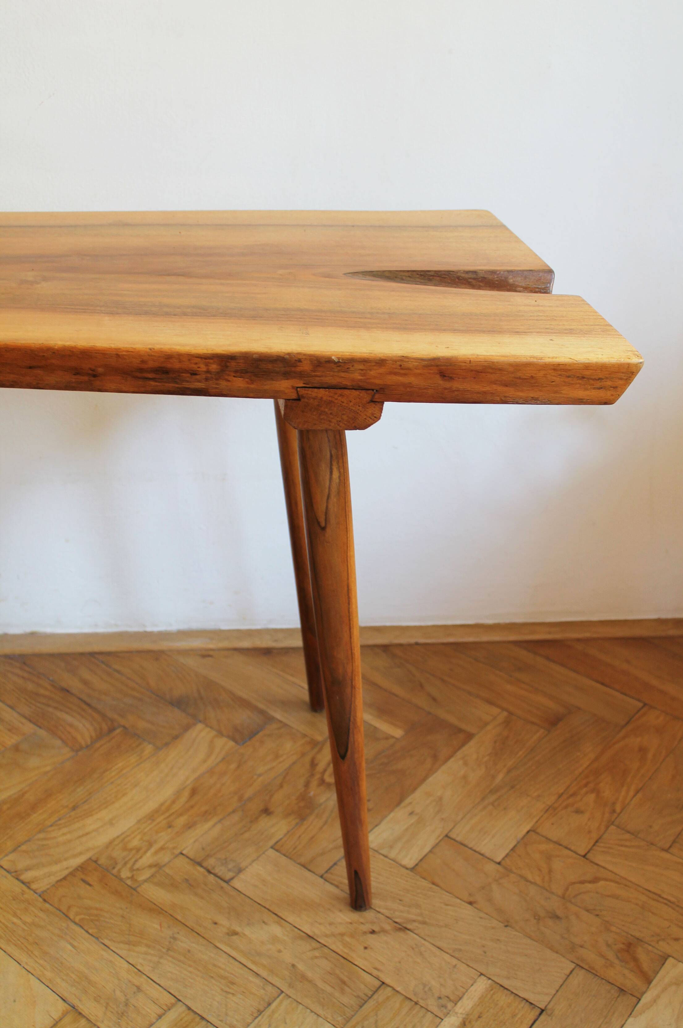 1960s Organic Solid Oak Side Table
