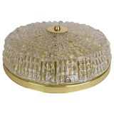 Midcentury crystal and brass ceiling lamp by Orrefors, Carl Fagerlund, 1970s, Sweden.