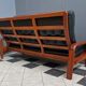 Teak and Black Leather 32 seat sofa by HS Denmark 1970s