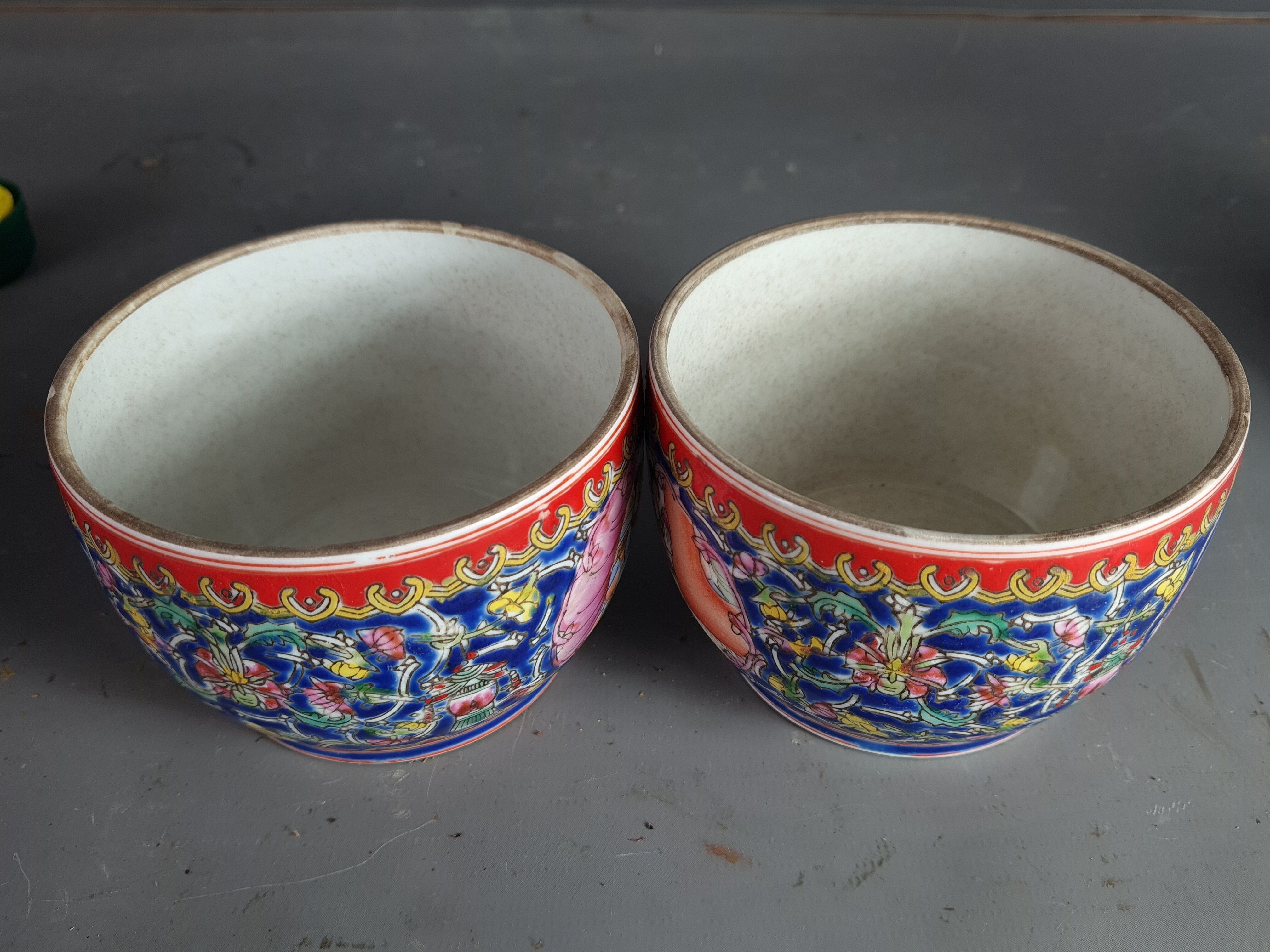 Pair of covered bowls China Mao tse dong era