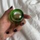 Lot of 6 vintage green glass egg cups from the 1970s.