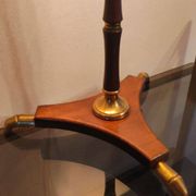 Modernist art deco lamp 1950 wood and brass signed France Paris