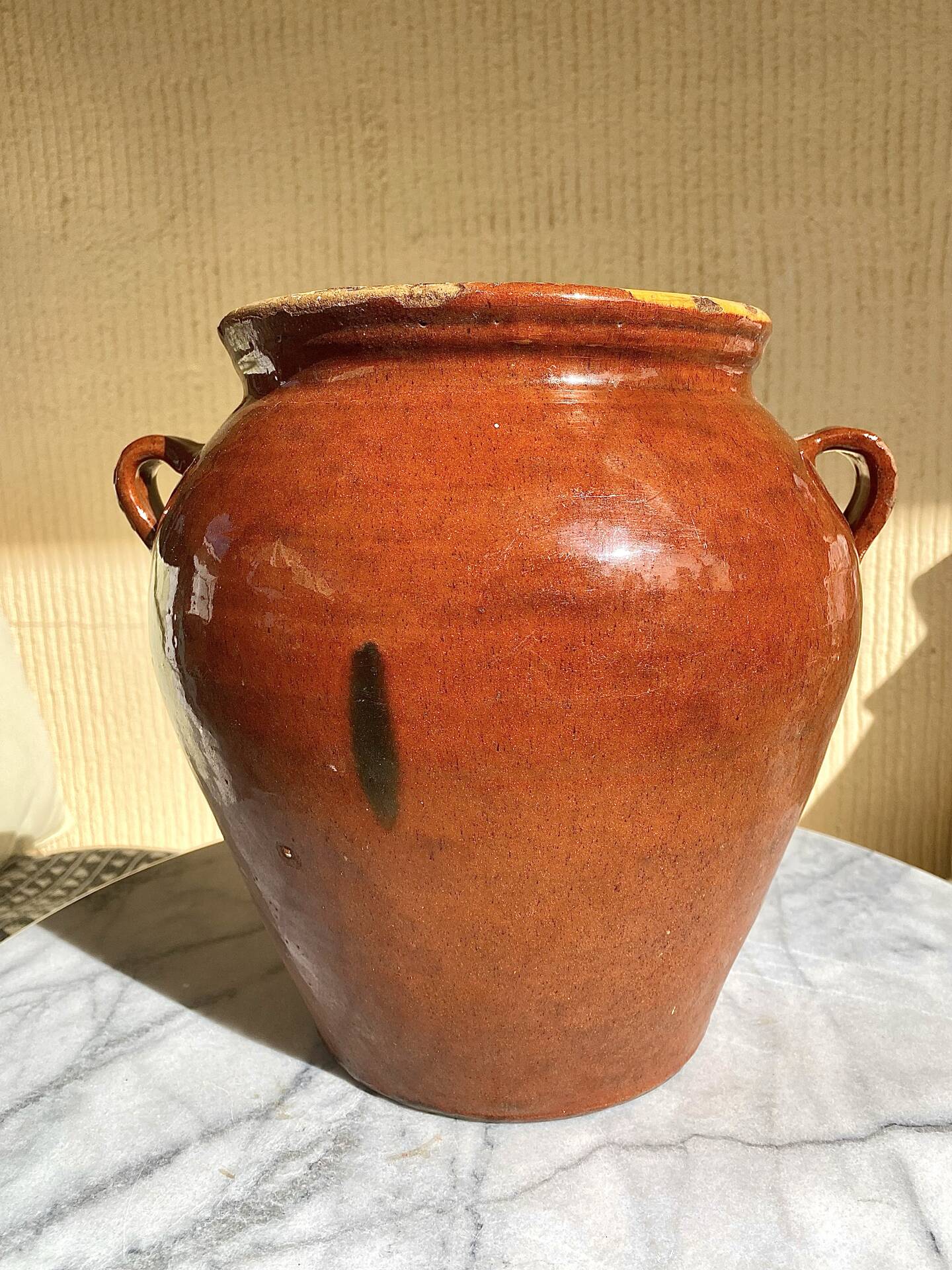 Ancien pot en terre cuite vernissée XIXeme