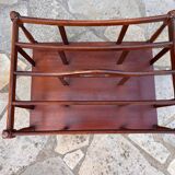 Porte-revues vintage en acajou avec poignée, style Canterbury