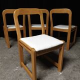 Set of 4 Scandinavian beech chairs from the 70s