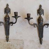 Set of 2 antique bronze wall sconces