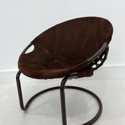 Fauteuil boule vintage en daim par Lusch & Co., 1970s