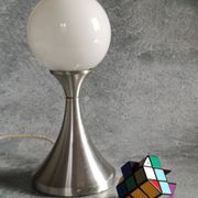 Brushed stainless steel and glass lamp from the 70s