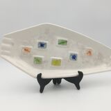 Glazed ceramic bowl, cracked glass decoration, signed Jacquin of California (USA) - 1950s