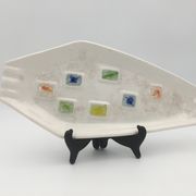 Glazed ceramic bowl, cracked glass decoration, signed Jacquin of California (USA) - 1950s