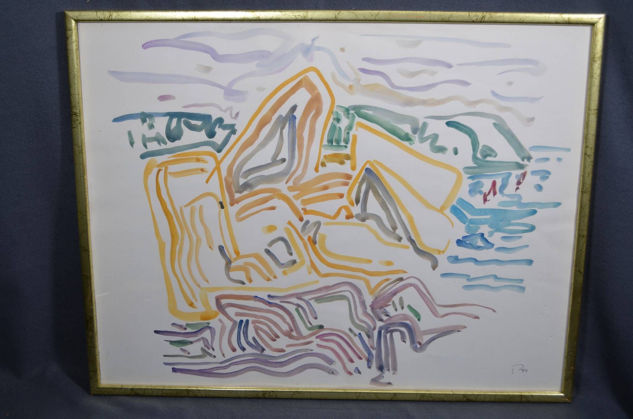 Peter PFOSI (1913-2004) "Landscape" Watercolor monogrammed and dated 1987