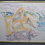 Peter PFOSI (1913-2004) "Landscape" Watercolor monogrammed and dated 1987