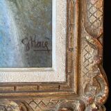 Painting "Young girl with pendant"" Pastel signed J. Macé around 1940 + frame