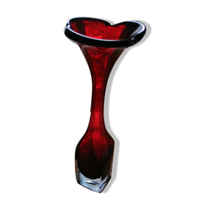 Vase tulipe vintage verre - fonce