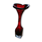 Vintage tulip vase dark red glass
