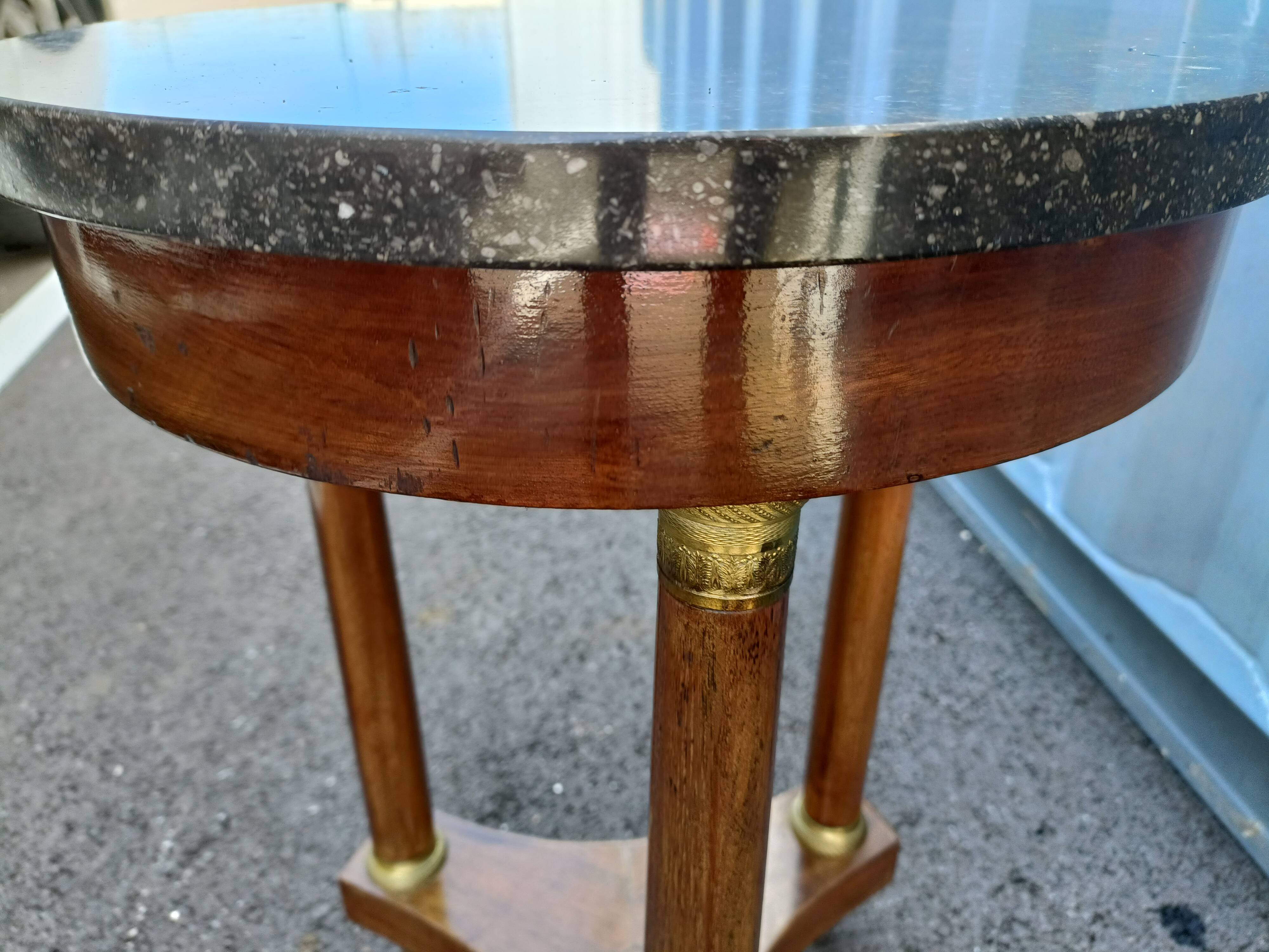 Gueridon side table empire style marble top