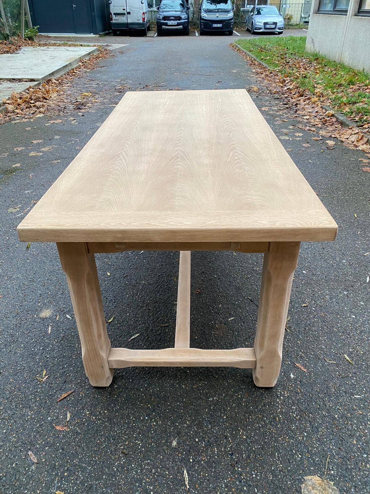 Extendable renovated 20th century oak farmhouse dining table, 200-280cm