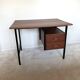 Bureau moderniste 2 tiroirs vintage en bois et métal noir