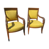 Pair of consulate era chairs in walnut