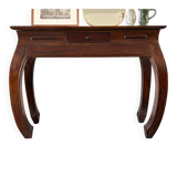 Solid wood console in colonial style – curved legs – drawer – 100x40x81cm