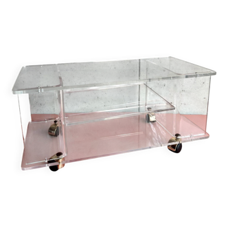 Coffee table / small vintage low plexiglass furniture