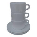 Arcopal - 3 chocolate cups + 3 saucers