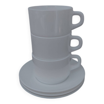 Arcopal - 3 tasses à chocolat + 3 soucoupes