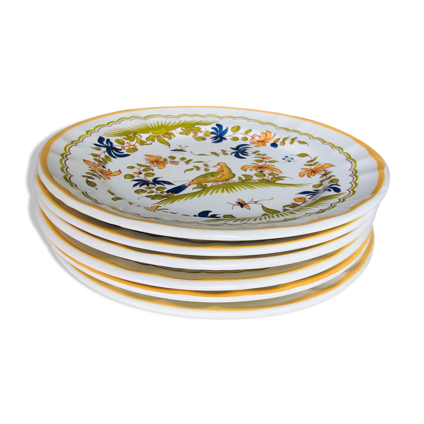 6 plates in Moustiers earthenware
