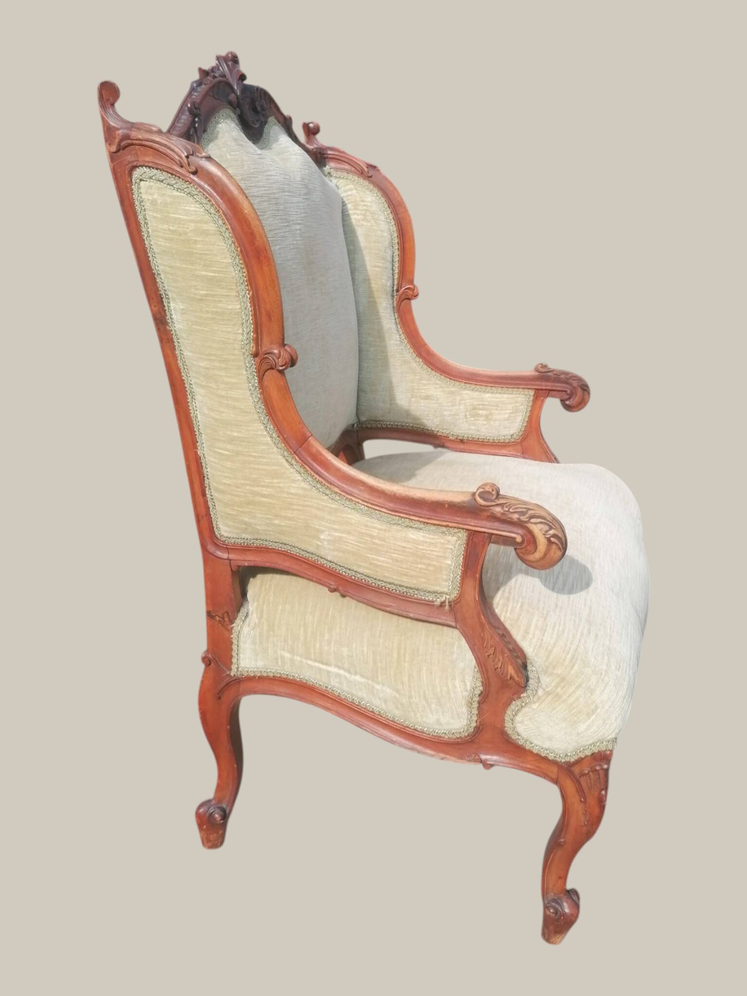 Salon Rocaille / Rococo - 2 fauteuils & 2 chaises - Noyer XIXe