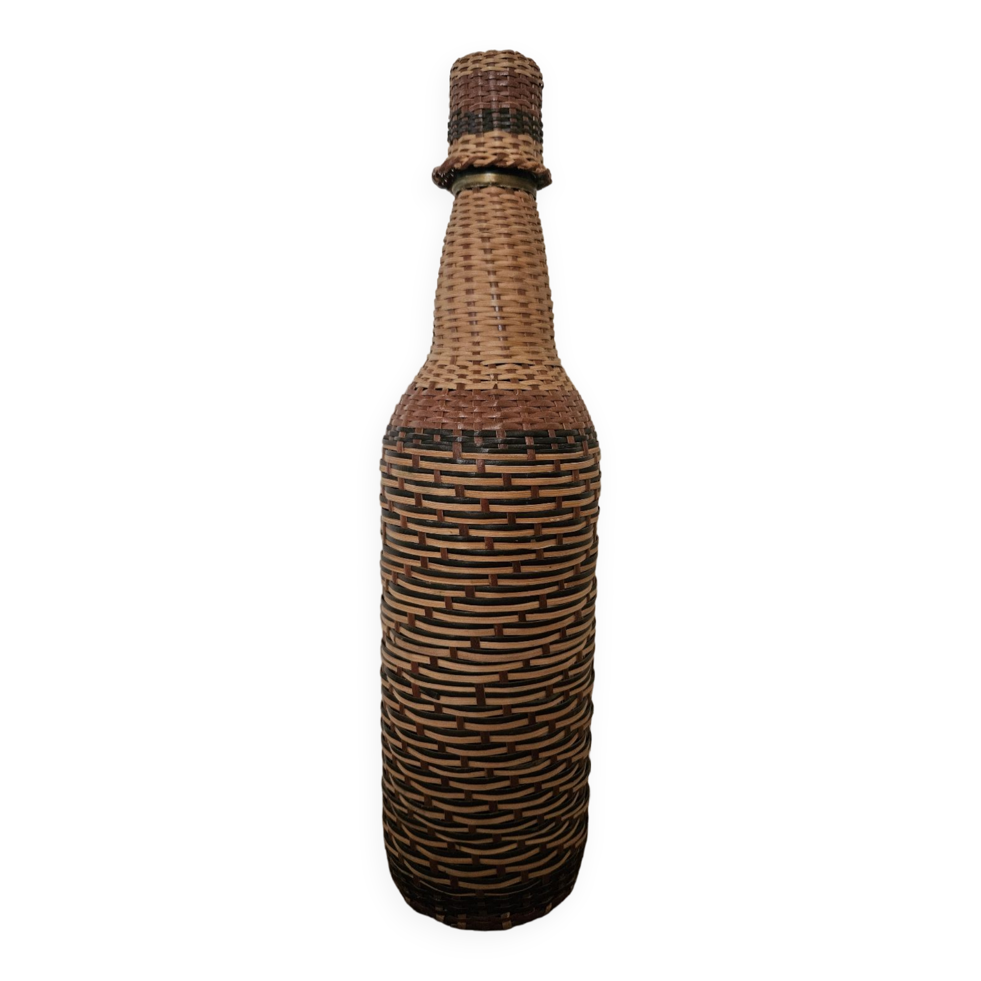 Glass and rattan bottle
