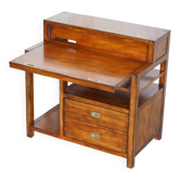 Military campaign desk made of hardwood and brass for computer.